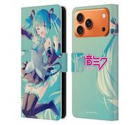 Head Case Designs sous Licence Officielle Hatsune Miku Chanter Graphiques Étui Portefeuille en Cuir Compatible avec Apple iPhone 17 Pro Max