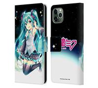 Head Case Designs sous Licence Officielle Hatsune Miku Ciel de Nuit Graphiques Étui Portefeuille en Cuir Compatible avec Apple iPhone 11 Pro Max