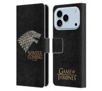 Head Case Designs sous Licence Officielle HBO Game of Thrones Stark Devises de Maison Étui Portefeuille en Cuir Compatible avec Apple iPhone 17 Pro