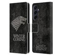 Head Case Designs sous Licence Officielle HBO Game of Thrones Stark Symboles Look Affligé Sombres Étui Portefeuille en Cuir Compatible avec Samsung Galaxy A55 5G