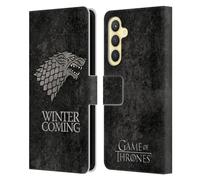 Head Case Designs sous Licence Officielle HBO Game of Thrones Stark Symboles Look Affligé Sombres Étui Portefeuille en Cuir Compatible avec Samsung Galaxy S23 FE 5G