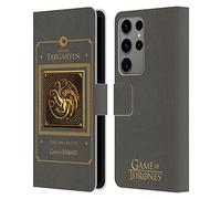 Head Case Designs sous Licence Officielle HBO Game of Thrones Targaryen Frontière Symboles d'or Étui Portefeuille en Cuir Compatible avec Samsung Galaxy S23 Ultra 5G