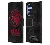 Head Case Designs sous Licence Officielle HBO Game of Thrones Targaryen Symboles Look Affligé Sombres Étui Portefeuille en Cuir Compatible avec Samsung Galaxy A34 5G