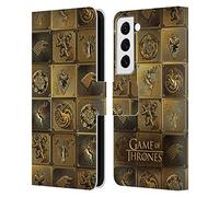 Head Case Designs sous Licence Officielle HBO Game of Thrones Toutes Les Maisons Symboles d'or Étui Portefeuille en Cuir Compatible avec Samsung Galaxy S22 5G