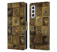 Head Case Designs sous Licence Officielle HBO Game of Thrones Toutes Les Maisons Symboles d'or Étui Portefeuille en Cuir Compatible avec Samsung Galaxy S21 5G