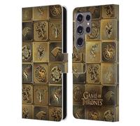 Head Case Designs sous Licence Officielle HBO Game of Thrones Toutes Les Maisons Symboles d'or Étui Portefeuille en Cuir Compatible avec Samsung Galaxy S24 Ultra 5G