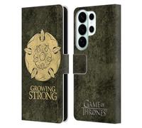 Head Case Designs sous Licence Officielle HBO Game of Thrones Tyrell Symboles Look Affligé Sombres Étui Portefeuille en Cuir Compatible avec Samsung Galaxy S26 Ultra