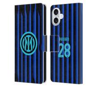 Head Case Designs sous Licence Officielle Inter Milan Benjamin Pavard 2025/26 Joueurs Home Kit Étui Portefeuille en Cuir Compatible avec Apple iPhone 16 Plus