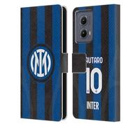 Head Case Designs sous Licence Officielle Inter Milan Lautaro Martínez 2022/23 Joueurs Home Kit Coque en Cuir à Portefeuille Compatible avec Motorola Edge (2024)