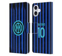 Head Case Designs sous Licence Officielle Inter Milan Lautaro Martínez 2025/26 Joueurs Home Kit Étui Portefeuille en Cuir Compatible avec Apple iPhone 16 Plus