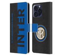 Head Case Designs sous Licence Officielle Inter Milan Moitié Graphiques Étui Portefeuille en Cuir Compatible avec Apple iPhone 16 Pro Max