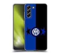 Head Case Designs sous Licence Officielle Inter Milan Noir & Bleu IM 2Stars Coque en Gel [Protection de Qualité Militaire] Compatible avec Samsung Galaxy S21 FE 5G Et Compatible avec MagSafe