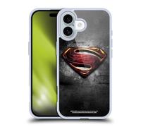 Head Case Designs sous Licence Officielle Justice League Movie Man of Steel Superman Art Logo Coque en Gel [Protection de Qualité Militaire] Compatible avec Apple iPhone 16 Et Compatible avec MagSafe