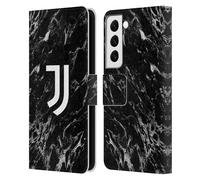 Head Case Designs sous Licence Officielle Juventus Football Club Noir Marbre Coque en Cuir à Portefeuille Compatible avec Samsung Galaxy S22 5G