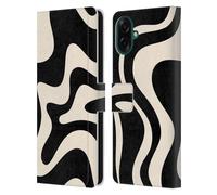 Head Case Designs sous Licence Officielle Kierkegaard Design Studio Crème Swirl À L'amande Noire Motifs Abstraits Rétro Étui Portefeuille en Cuir Compatible avec Samsung Galaxy A07