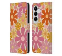 Head Case Designs sous Licence Officielle Kierkegaard Design Studio Fleurs De Thuliane Rose Orangé Motifs Abstraits Rétro Étui Portefeuille en Cuir Compatible avec Samsung Galaxy S26
