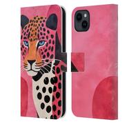 Head Case Designs sous Licence Officielle LebensArt Aquarelle Rose Guépard Plantes Et Animaux De La Jungle Étui Portefeuille en Cuir Compatible avec Apple iPhone 15 Plus