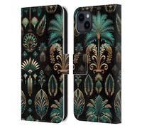 Head Case Designs sous Licence Officielle LebensArt Copie Art Déco Dorée Turquoise Mixer l'art Étui Portefeuille en Cuir Compatible avec Apple iPhone 15 Plus
