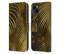 Head Case Designs sous Licence Officielle LebensArt Feuilles De Palmier Dorées Scintillantes Plantes Et Animaux De La Jungle Étui Portefeuille en Cuir Compatible avec Apple iPhone 15 Plus