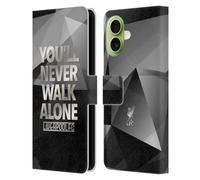Head Case Designs sous Licence Officielle Liverpool Football Club Geo Gris YNWA Plein Oiseau de Foie YNWA Étui Portefeuille en Cuir Compatible avec Apple iPhone 17