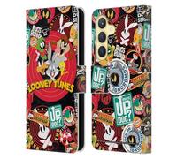 Head Case Designs sous Licence Officielle Looney Tunes Collage D'autocollants Graphiques Et Personnages Étui Portefeuille en Cuir Compatible avec Samsung Galaxy S24 5G