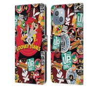 Head Case Designs sous Licence Officielle Looney Tunes Collage D'autocollants Graphiques Et Personnages Étui Portefeuille en Cuir Compatible avec Apple iPhone 14