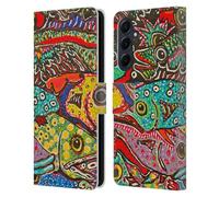 Head Case Designs sous Licence Officielle Mad Dog Art Gallery Beaucoup de Poissons Fous Designs Assortis Étui Portefeuille en Cuir Compatible avec Samsung Galaxy A55 5G
