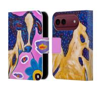 Head Case Designs sous Licence Officielle Mad Dog Art Gallery Vache Rose Animaux Étui Portefeuille en Cuir Compatible avec Apple iPhone Duo