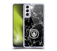Head Case Designs sous Licence Officielle Manchester City Man City FC Black White Mono Marble Badge Coque en Gel [Qualité Militaire] Compatible avec Samsung Galaxy S21 5G Et Compatible avec MagSafe