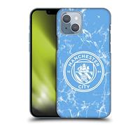 Head Case Designs sous Licence Officielle Manchester City Man City FC Bleu Blanc Mono Insigne de Marbre Coque Dure pour l'arrière Compatible avec Apple iPhone 14