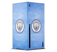 Head Case Designs Sous Licence Officielle Manchester City Man City FC Bleu Géométrique Badge Enveloppement De Console De Jeu Compatible avec Xbox Series X Console