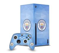 Head Case Designs Sous Licence Officielle Manchester City Man City FC Bleu Géométrique Badge Enveloppement De Console De Jeu Et Skins Pour Manette De Jeu Ensemble compatible avec Xbox Series X