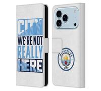 Head Case Designs sous Licence Officielle Manchester City Man City FC City We're Not Really Here Graphiques Étui Portefeuille en Cuir Compatible avec Apple iPhone 17 Pro