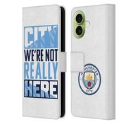Head Case Designs sous Licence Officielle Manchester City Man City FC City We're Not Really Here Graphiques Étui Portefeuille en Cuir Compatible avec Apple iPhone 17