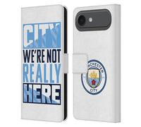 Head Case Designs sous Licence Officielle Manchester City Man City FC City We're Not Really Here Graphiques Étui Portefeuille en Cuir Compatible avec Apple iPhone 17 Air