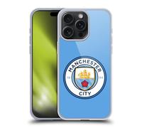 Head Case Designs sous Licence Officielle Manchester City Man City FC Couleur Pleine Bleue Badge Coque en Gel [Protection de Qualité Militaire] Compatible avec Apple iPhone 15 Pro Max
