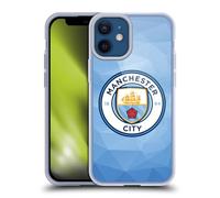 Head Case Designs sous Licence Officielle Manchester City Man City FC Couleur Pleine Bleue Badge Géométrique Coque en Gel [Protection de Qualité Militaire] Compatible avec Apple iPhone 12 Mini