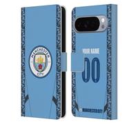 Head Case Designs sous Licence Officielle Manchester City Man City FC Coutume Personnalisé Accueil Kit De Badges 2024/25 Étui Portefeuille en Cuir Compatible avec Google Pixel 10 Pro XL