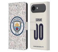 Head Case Designs sous Licence Officielle Manchester City Man City FC Coutume Personnalisé Third 2020/21 Badge Kit Étui Portefeuille en Cuir Compatible avec Apple iPhone 17 Air