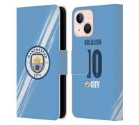 Head Case Designs sous Licence Officielle Manchester City Man City FC Jack Grealish 2025/26 Joueurs Home Kit Étui Portefeuille en Cuir Compatible avec Apple iPhone 13 Mini