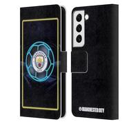 Head Case Designs sous Licence Officielle Manchester City Man City FC Logo Néon Étui Portefeuille en Cuir Compatible avec Samsung Galaxy S22 5G
