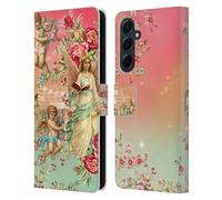 Head Case Designs sous Licence Officielle Mark Ashkenazi Anges Fleurs Coque en Cuir à Portefeuille Compatible avec Samsung Galaxy A55 5G