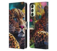 Head Case Designs sous Licence Officielle Michael David Ward Léopard Couché Animaux Étui Portefeuille en Cuir Compatible avec Samsung Galaxy A14 5G