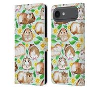 Head Case Designs sous Licence Officielle Micklyn Le Feuvre Guinea Pigs and Daisies in Watercolour on Mint Modèles 2 Étui Portefeuille en Cuir Compatible avec Apple iPhone 17 Air