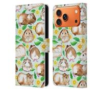 Head Case Designs sous Licence Officielle Micklyn Le Feuvre Guinea Pigs and Daisies in Watercolour on Mint Modèles 2 Étui Portefeuille en Cuir Compatible avec Apple iPhone 17 Pro Max