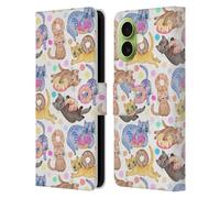 Head Case Designs Sous licence officielle Micklyn Le Feuvre Sprinkles On Donuts and Whiskers On Kittens Animals Étui portefeuille en cuir compatible avec Apple iPhone 17