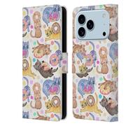 Head Case Designs Sous licence officielle Micklyn Le Feuvre Sprinkles On Donuts and Whiskers On Kittens Animals Étui portefeuille en cuir compatible avec Apple iPhone 17 Pro