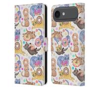Head Case Designs Sous licence officielle Micklyn Le Feuvre Sprinkles On Donuts and Whiskers On Kittens Animals Étui portefeuille en cuir compatible avec Apple iPhone 17 Air