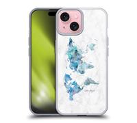 Head Case Designs sous Licence Officielle Nature Magick Bleu Océan Carte du Monde sur Marbre Coque en Gel [Protection de Qualité Militaire] Compatible avec Apple iPhone 15 Et Compatible avec MagSafe