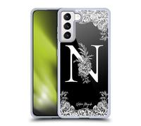 Head Case Designs sous Licence Officielle Nature Magick Lettre N Monogramme Fleurs B&W 2 Coque en Gel [Qualité Militaire] Compatible avec Samsung Galaxy S21+ 5G Et Compatible avec MagSafe